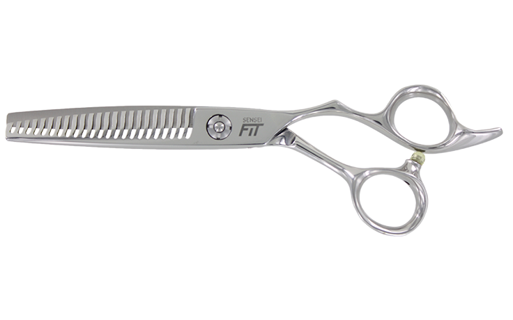 SHEAR POLICE FIT SERIES SEAMLESS BLENDER by SENSEIThe SENSEI FIT Seamless Blending shear is a marvel. Designed with our unique Soft Slide™ technology, they cut without leaving any visible line. The Soft Slide™ straight blade fans the hair across the razor sharp teeth so no two hairs are cut to the same length. These blenders can also comb out in wet or dry hair without a hint of drag for a better client experience. They will revolutionize how you use a blending shear.