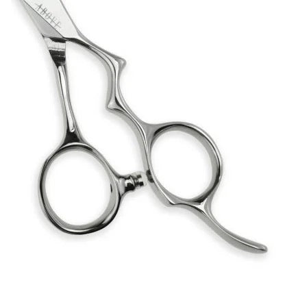 Above Ergo X offset handle professional hair cutting shear detail